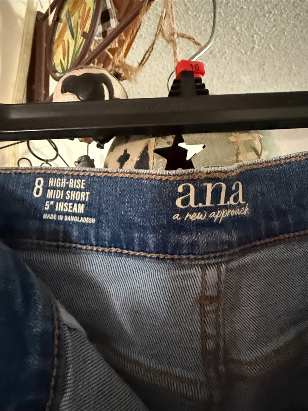 a.n.a Blue Rhinestone-Studded Denim Shorts - Picture 2 of 2